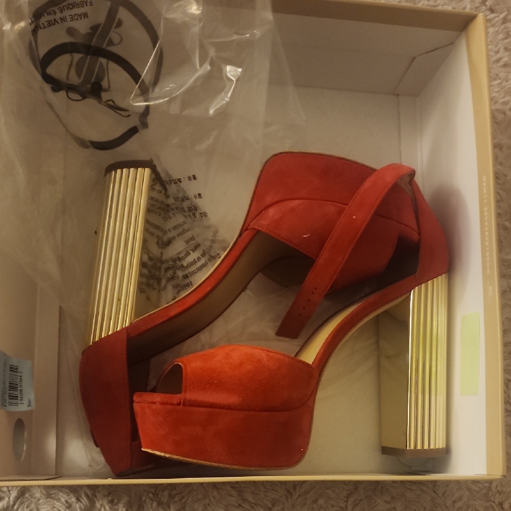 Michael Kors Red and Gold Platform Heels
